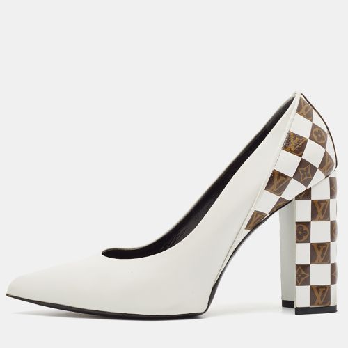 Louis Vuitton White/Brown Monogram Canvas and Leather Block Heel Pumps Size 41 - Louis Vuitton - Modalova