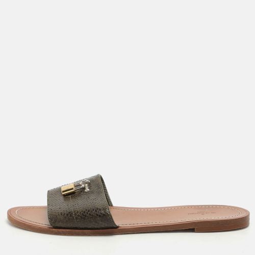 Olive Python Lock It Flat Slides Size 42 - Louis Vuitton - Modalova