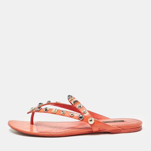 Louis Vuitton Orange Patent Leather Studded Thong Flats Size 40 - Louis Vuitton - Modalova