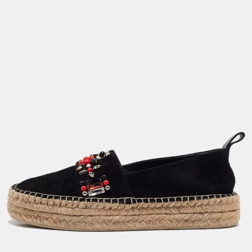 Louis Vuitton Black Suede Leather Frontier Embellished Espadrille Flats Size 38 - Louis Vuitton - Modalova