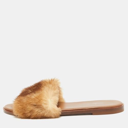 Louis Vuitton Brown/Beige Mink Fur Lock It Flat Slides Size 40 - Louis Vuitton - Modalova