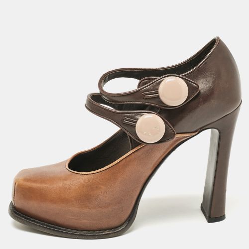 Beige Leather Block Heel Pumps Size 38 - Louis Vuitton - Modalova