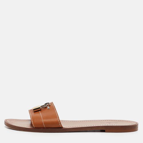 Louis Vuitton Brown Leather Lock It Flat Slides Size 38 - Louis Vuitton - Modalova