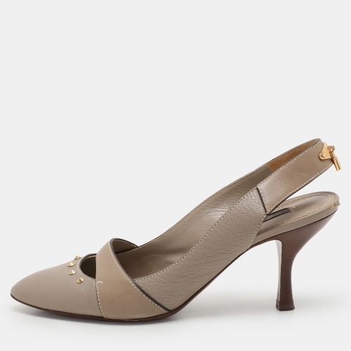 Louis Vuitton Taupe Grey Leather Lock Slingback Pumps 38 - Louis Vuitton - Modalova