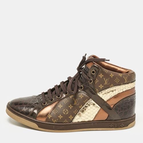 Louis Vuitton Brown Monogram Canvas and Crocodile Punchy High Top Sneakers Size 36.5 - Louis Vuitton - Modalova