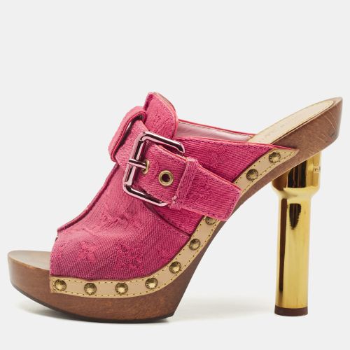 Louis Vuitton Pink Monogram Denim Rosa Platform Clog Mules Size 39 - Louis Vuitton - Modalova