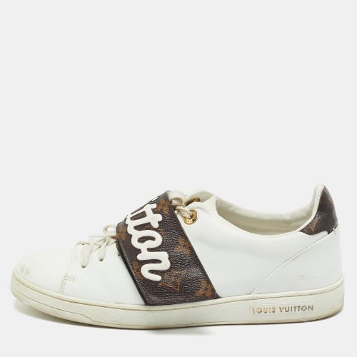 Louis Vuitton White/Brown Monogram Canvas and Leather Frontrow Lace Up Sneakers Size 38.5 - Louis Vuitton - Modalova