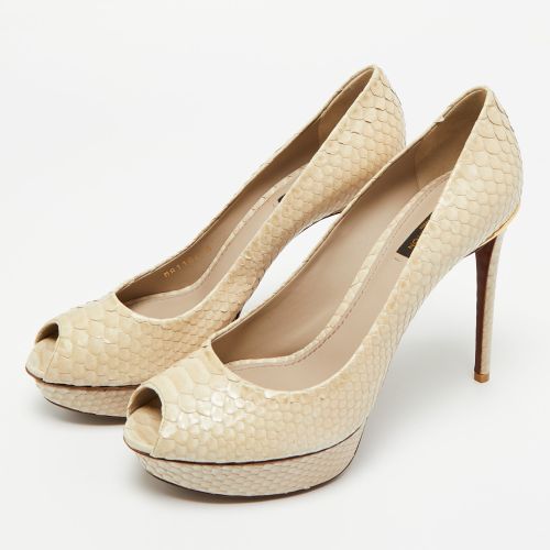 Python Leather Miss Peep Toe Pumps Size 40 - Louis Vuitton - Modalova
