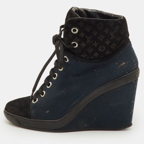 Batignolles Size 39.5 /Black Monogram Suede and Canvas Wedge Ankle Boots - Louis Vuitton - Modalova