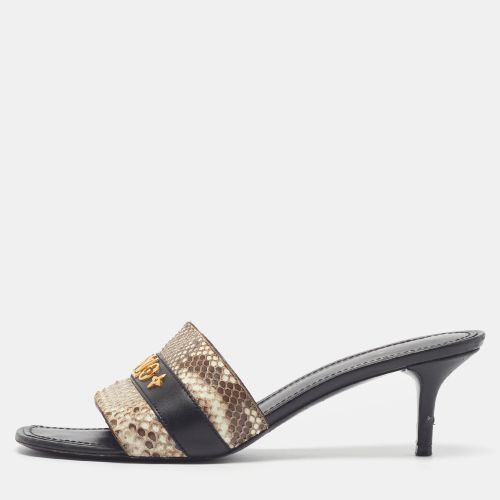 Size 39 Tricolor Leather and Python Logo Slide Sandals - Louis Vuitton - Modalova