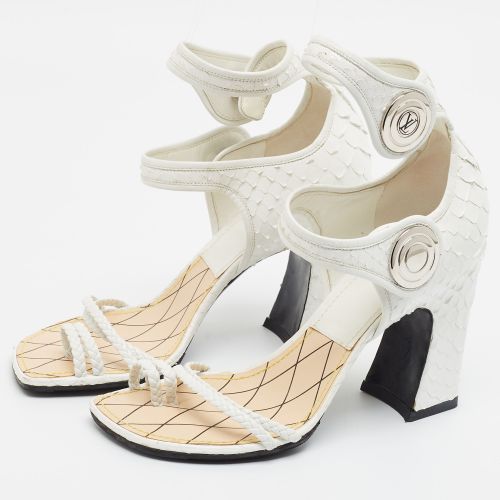 Size 38 Python Leather Strappy Sandals - Louis Vuitton - Modalova