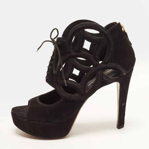 Size 39.5 Suede Platform Ankle Strap Sandals - Louis Vuitton - Modalova