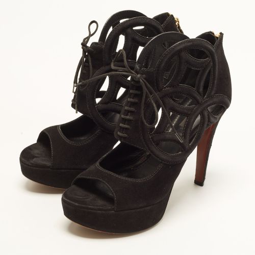 Size 39.5 Suede Platform Ankle Strap Sandals - Louis Vuitton - Modalova