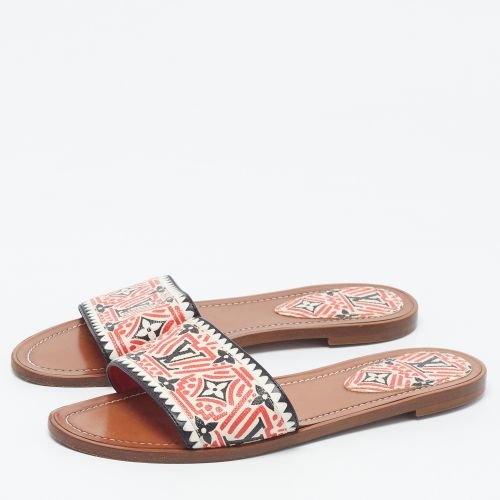 Lock It Size 39 Coated Canvas and Leather Flat Slide - Louis Vuitton - Modalova