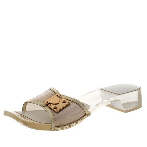 Louis Vuitton White/Transparent Acrylic and Leather Trim Buckle Sandals Size 38.5 - Louis Vuitton - Modalova