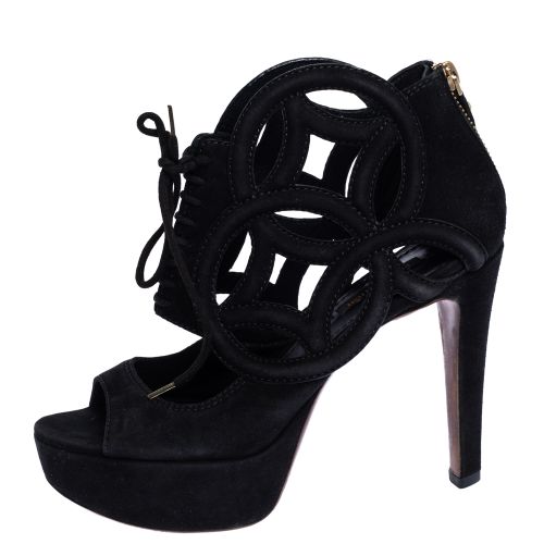 Suede Cutout Monogram Platform Ankle Boots Size 36 - Louis Vuitton - Modalova