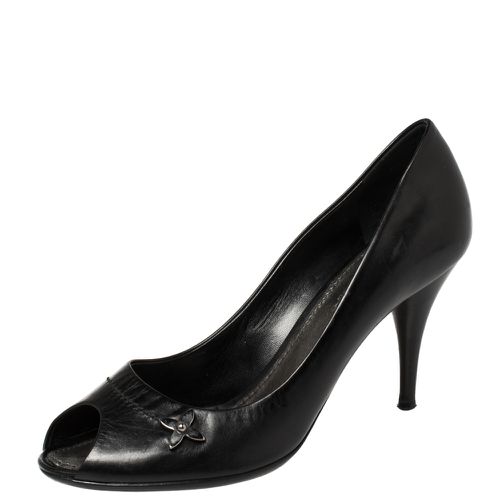 Louis Vuitton Black Leather Peep Toe Pumps Size 38.5 - Louis Vuitton - Modalova