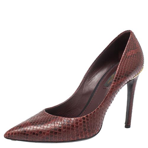 Louis Vuitton Burgundy Python Leather Slip On Pumps Size 37.5 - Louis Vuitton - Modalova