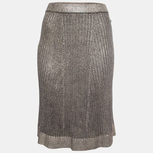 Louis Vuitton Metallic Gold Ribbed Knit A-Line Skirt L - Louis Vuitton - Modalova