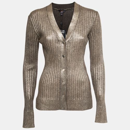 Louis Vuitton Gold Rib Knit Coated Wool Cardigan S - Louis Vuitton - Modalova