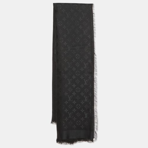 Louis Vuitton Black Silk & Wool Classique Monogram Shawl - Louis Vuitton - Modalova