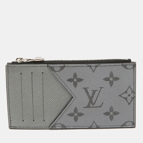 Louis Vuitton Silver Monogram Canvas and Taiga Leather Coin Card Holder - Louis Vuitton - Modalova