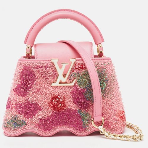 Louis Vuitton Pink Embroidered Satin Capucines Capushell Mini Bag - Louis Vuitton - Modalova