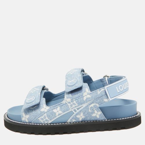 Louis Vuitton Blue Monogram Denim Paseo Flat Sandals Size 37 - Louis Vuitton - Modalova