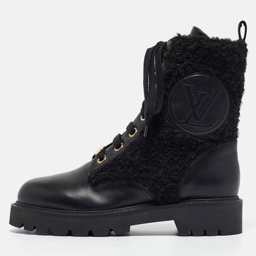 Louis Vuitton Black Leather and Shearling Fur Territory Ranger Boots Size 38 - Louis Vuitton - Modalova