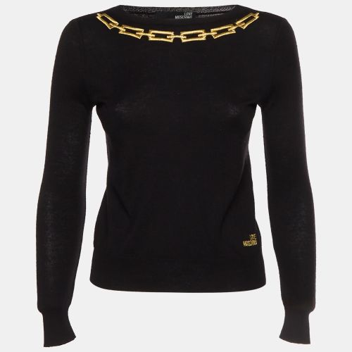 Chain Embroidered Knit Pullover M - Love Moschino - Modalova