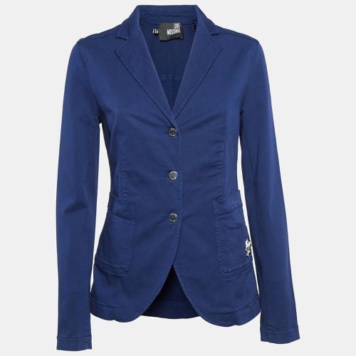 Love Moschino Navy Blue Cotton Metal Badge Detail Blazer M - Love Moschino - Modalova