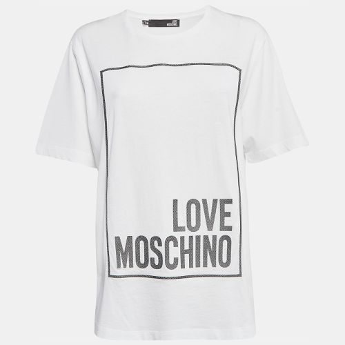 Love Moschino White Metallic Print Jersey T-Shirt S - Love Moschino - Modalova