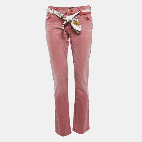 Love Moschino Burgundy Washed Denim Belted Jeans M Waist 34" - Love Moschino - Modalova