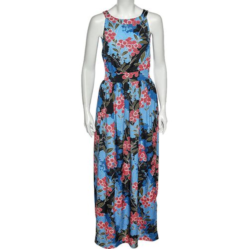 Love Moschino Blue Floral Printed Crepe Sleeveless Maxi Dress M - Love Moschino - Modalova