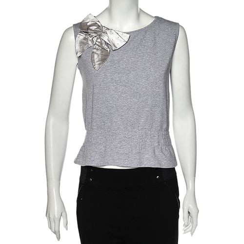 Love Moschino Grey Cotton Bow Detailed Sleeveless Top M - Love Moschino - Modalova