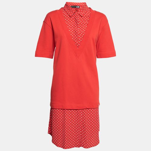 Love Moschino Red Cotton & Crepe Inset Short Sleeve Dress M - Love Moschino - Modalova