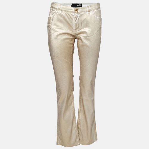 Love Moschino Gold Foil Print Denim Straight Fit Jeans M/Waist: 30.5" - Love Moschino - Modalova