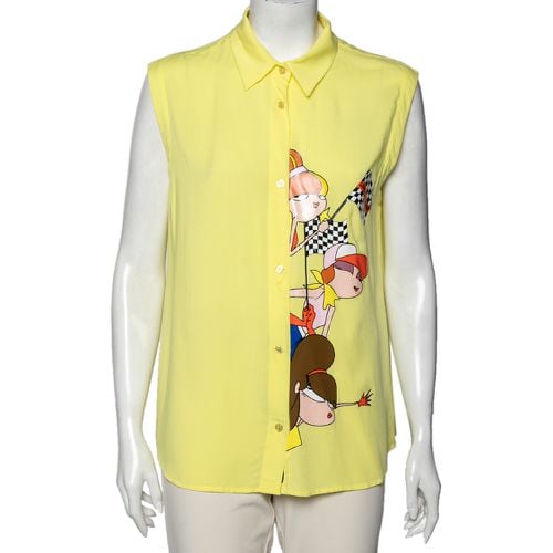 Love Moschino Yellow Printed Sleeveless Shirt L - Love Moschino - Modalova