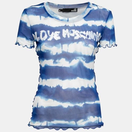 Love Moschino Blue Tye-Dye Effect Mesh T-Shirt S - Love Moschino - Modalova