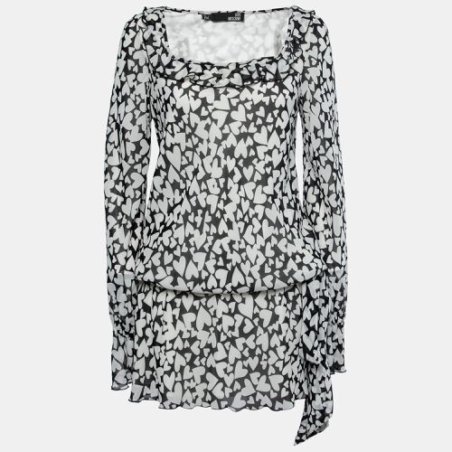 Love Moschino Monochrome heart Printed Chiffon Tie Detail Mini Dress M - Love Moschino - Modalova