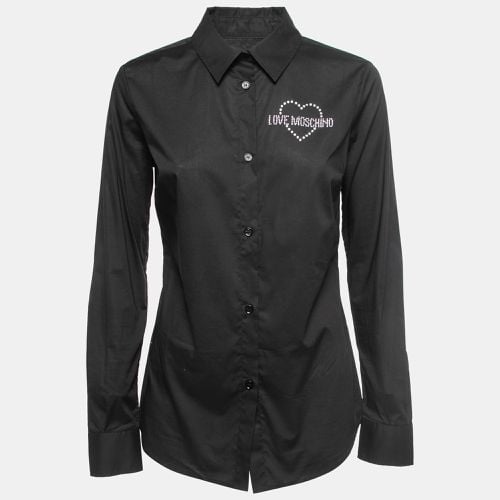 Love Moschino Black Cotton Rhinestone Embellished Logo Shirt M - Love Moschino - Modalova