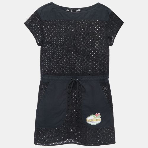 Love Moschino Black Cotton Applique Detailed Mini Dress S - Love Moschino - Modalova