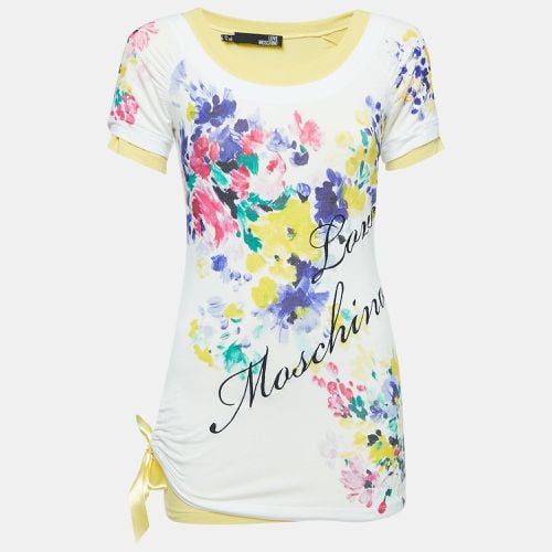 Love Moschino Multicolor Floral Print Knit Inlay T-Shirt S - Love Moschino - Modalova