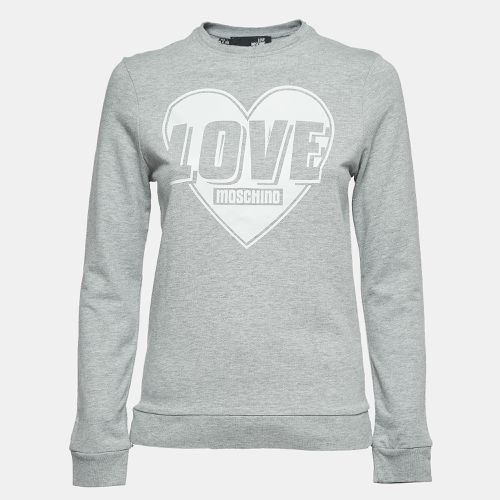 Love Moschino Love Logo Print Cotton Crew Neck Sweatshirt S - Love Moschino - Modalova