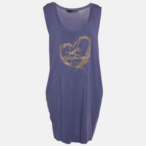 Love Moschino Purple Logo Embroidered Cotton Knit Sleeveless Mini Dress M - Love Moschino - Modalova