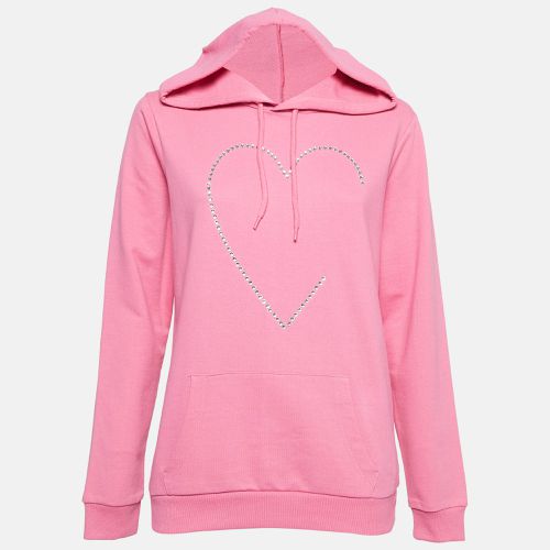 Love Moschino Pink Crystal Embellished Cotton Hoodie S - Love Moschino - Modalova