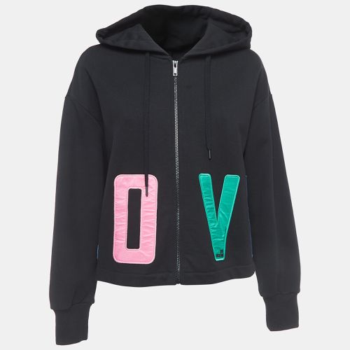 Love Moschino Black Cotton Love Patch Oversize Hooded Sweatshirt S - Love Moschino - Modalova