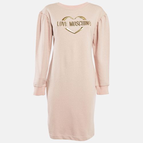 Love Moschino Pink Logo Detail Lurex Cotton Knit Dress S - Love Moschino - Modalova