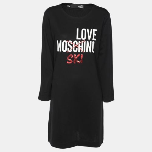 Love Moschino Black Jersey Logo Print Sheath Dress M - Love Moschino - Modalova