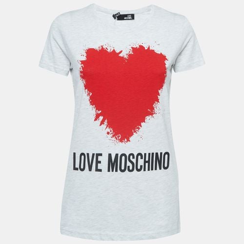 Love Moschino Grey Logo Print Cotton Crew Neck T-Shirt S - Love Moschino - Modalova